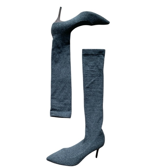 ZARA Grey Knee High Sock boots - Picture 2 of 7